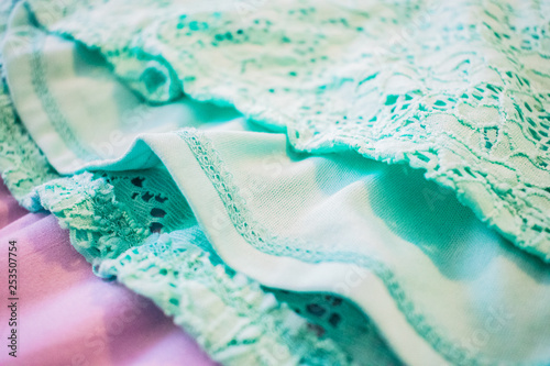 Jade Colored Lace and Fabric