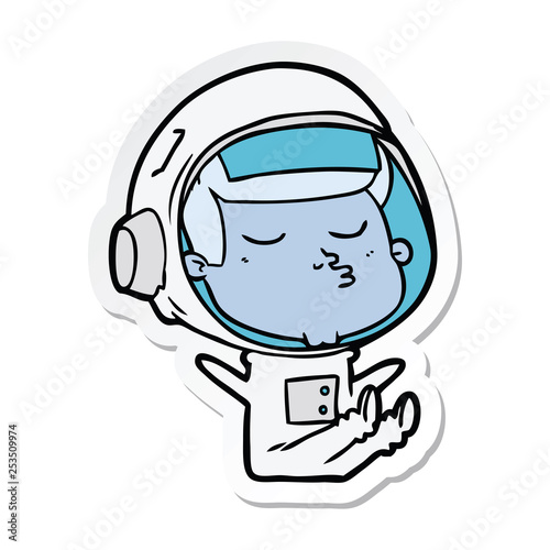 sticker of a cartoon confident astronaut