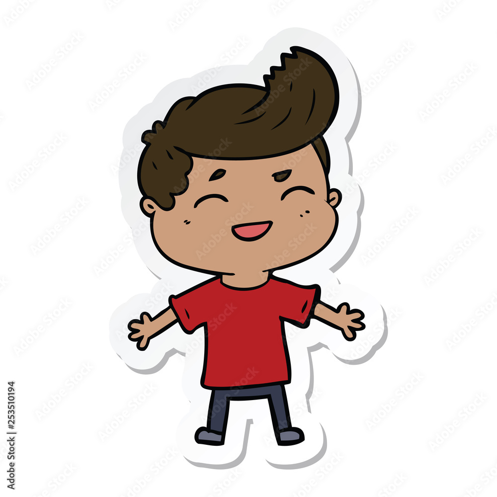 sticker of a cartoon man laughing sticker of a cartoon man laughing
