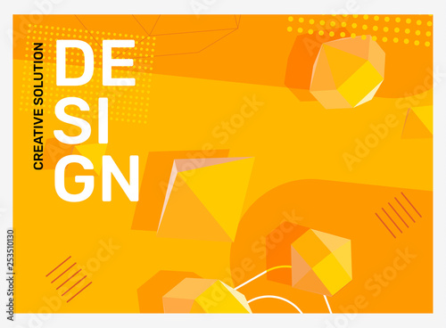 Fototapeta Naklejka Na Ścianę i Meble -  Vector creative bright yellow abstraction illustration in frame. Business abstract background with shape, 3d element, header.