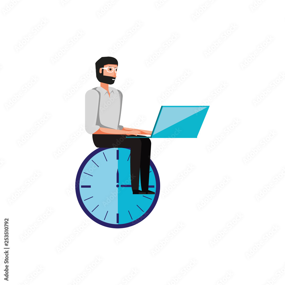 time clock with young man time clock with young man