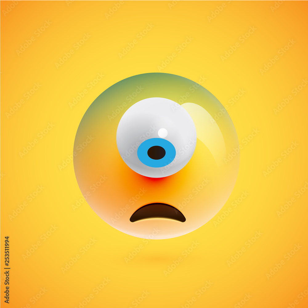 One-eyed high-detailed emoticon, vector illustration One-eyed high-detailed emoticon, vector illustration