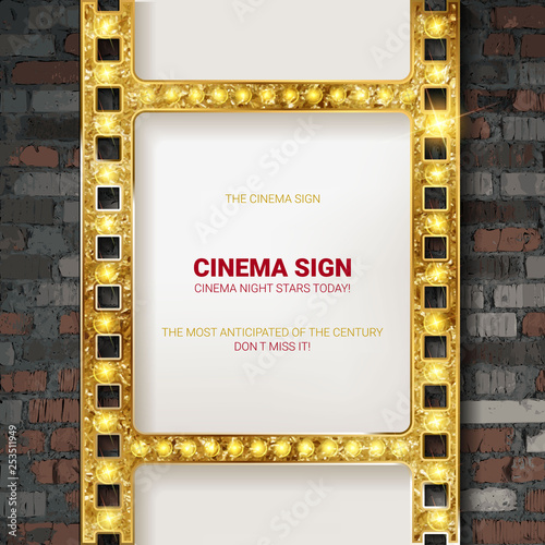 Vector film strip gold.