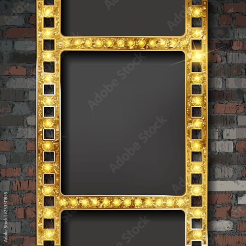 Vector film strip gold.