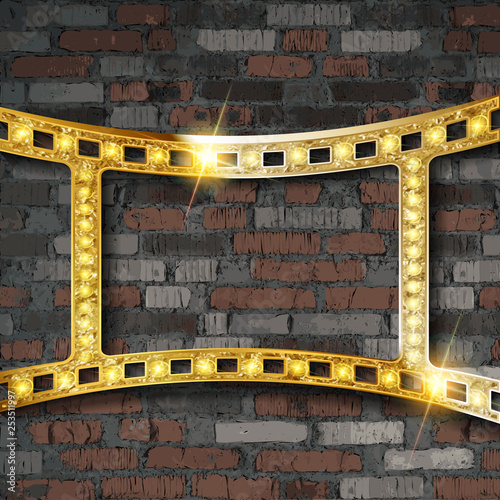Vector film strip gold.