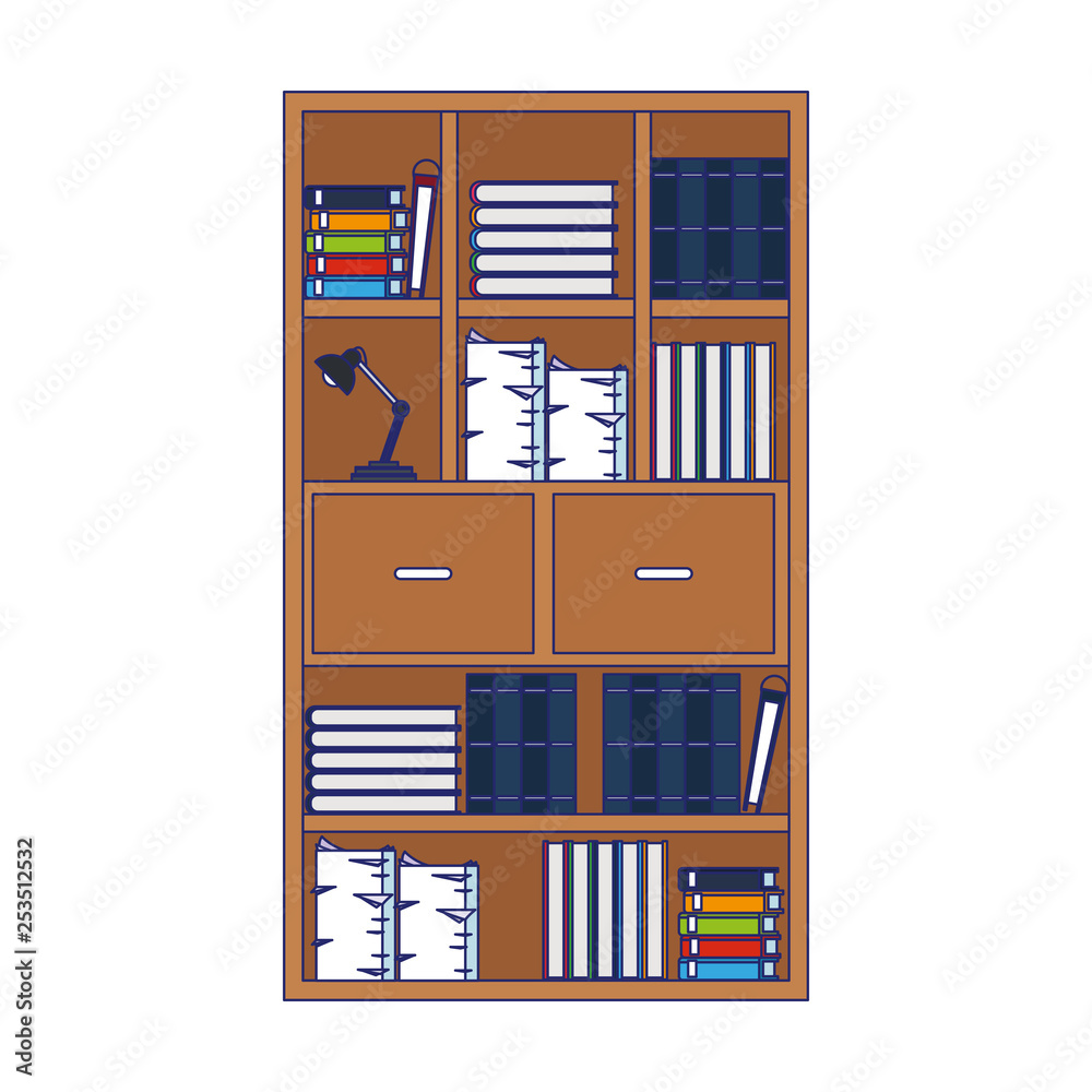 Office shelf cabinet with folders books and documents Office shelf cabinet with folders books and documents