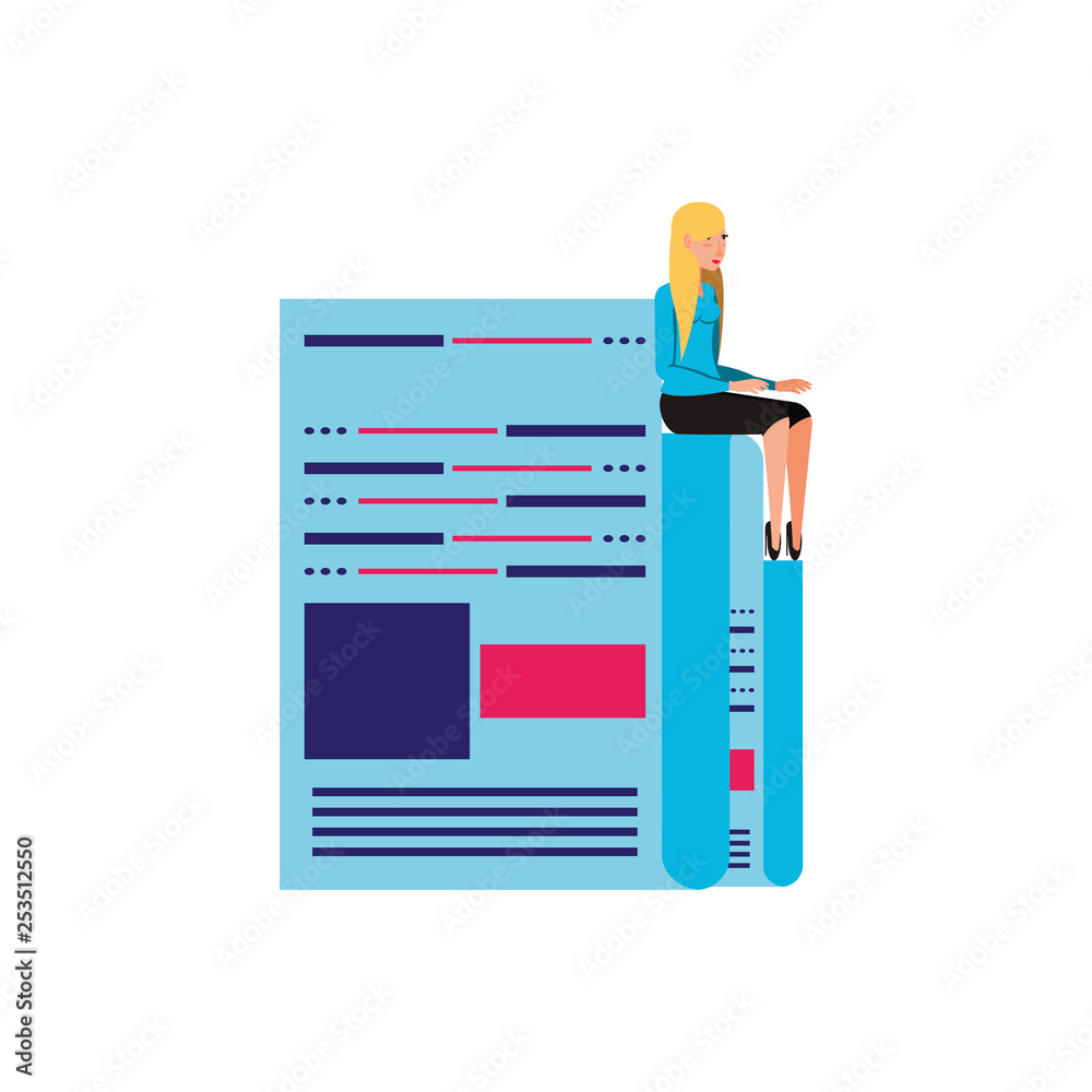 woman with paper document isolated icon woman with paper document isolated icon