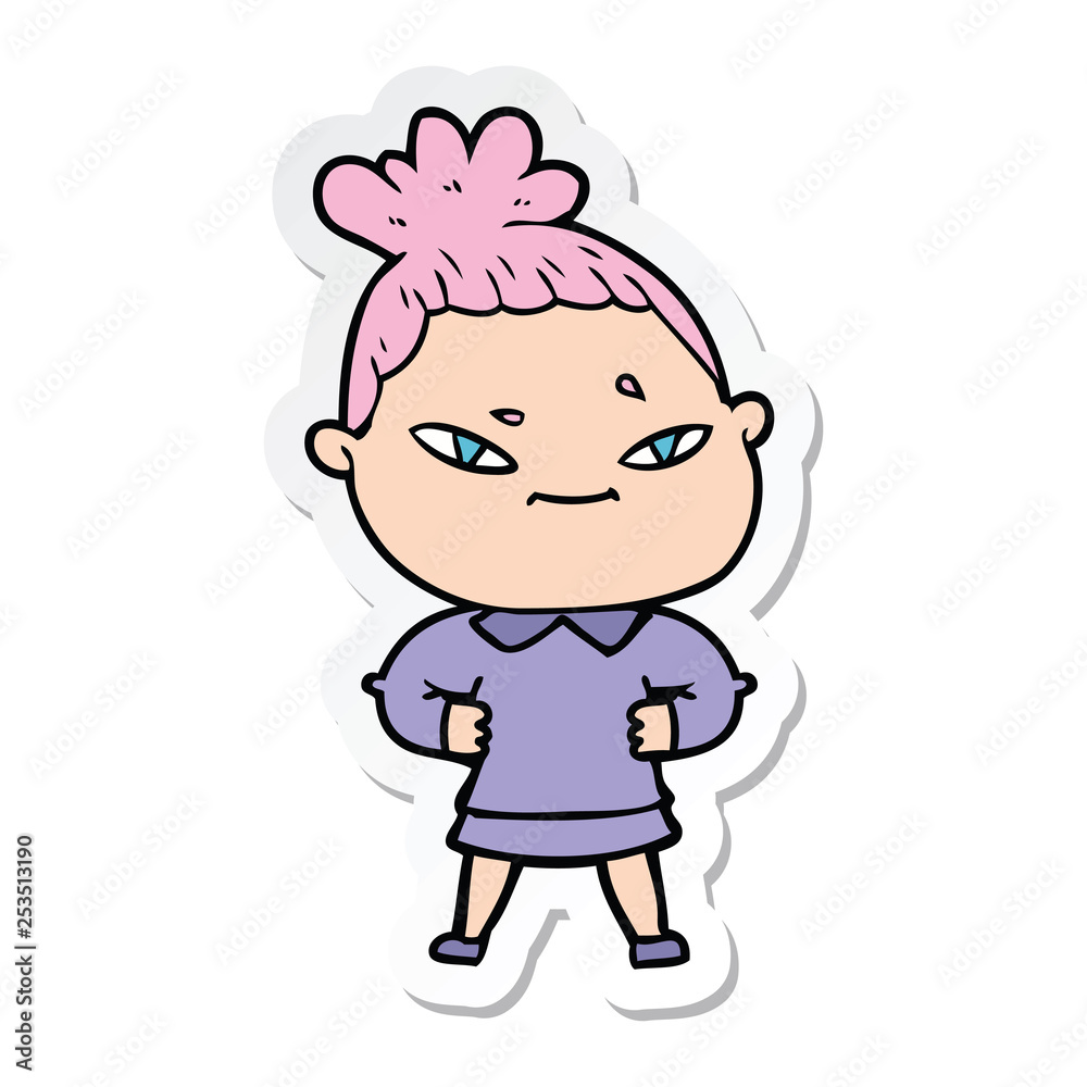 sticker of a cartoon woman