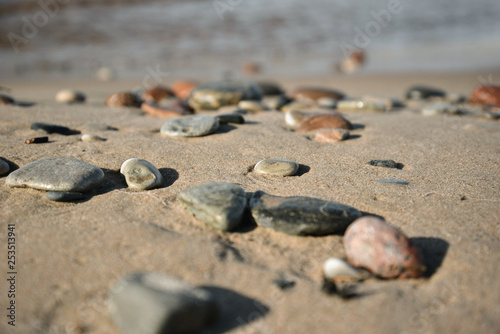 Pebble stones by the sea.