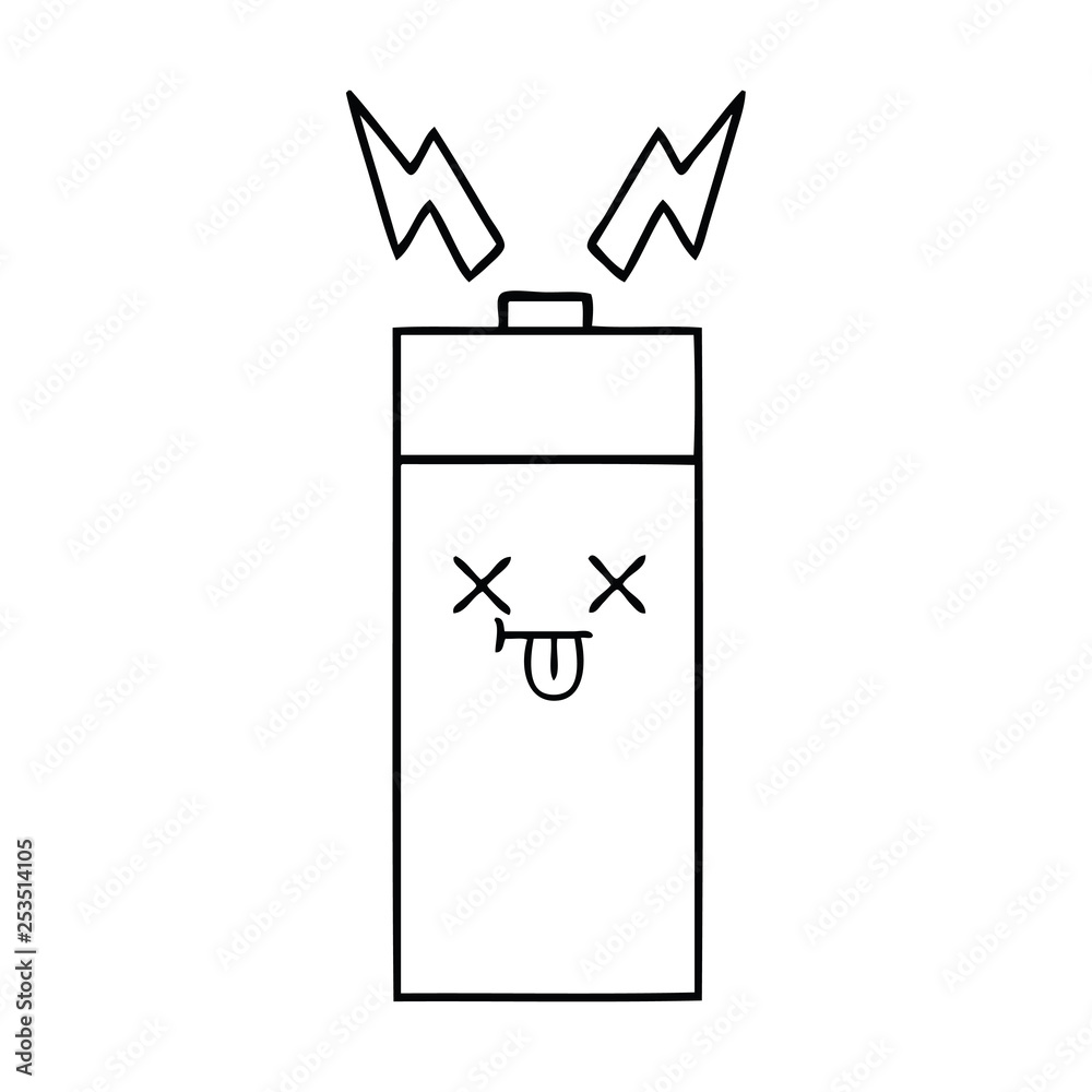 line drawing cartoon battery