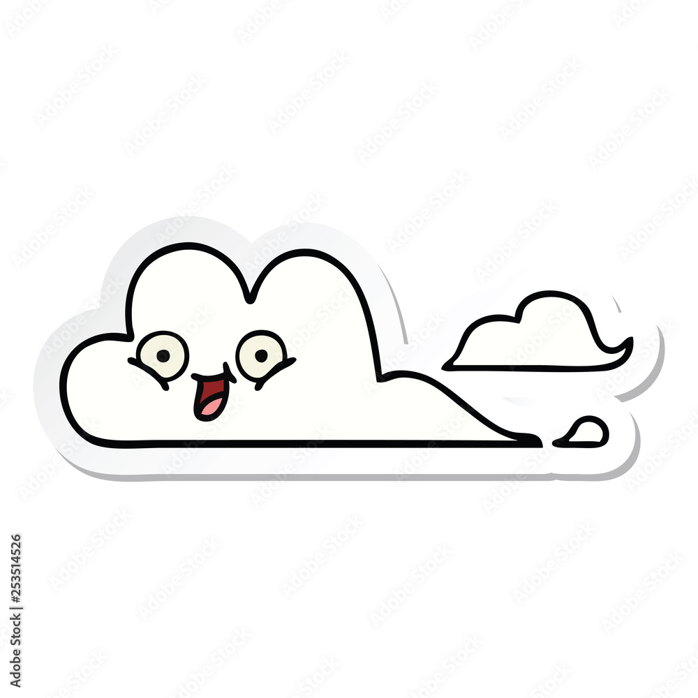sticker of a cute cartoon happy cloud sticker of a cute cartoon happy cloud