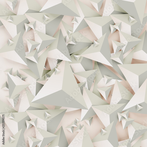 Abstract 3D triangles on light background, vector illustration