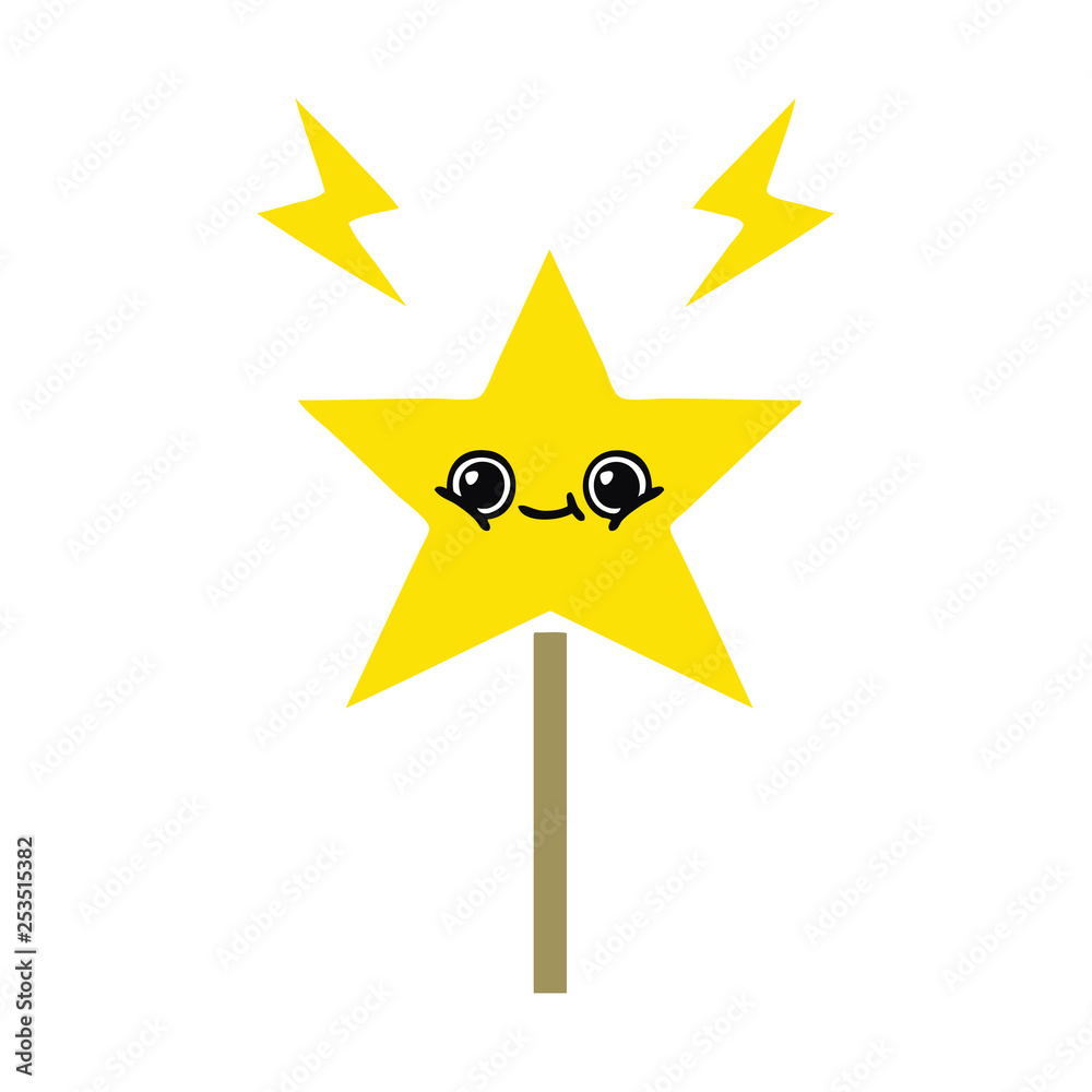 flat color retro cartoon magic wand flat color retro cartoon magic wand
