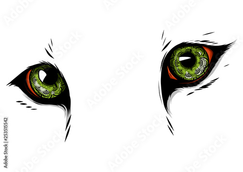 eyes of a feline with ornaments illustration