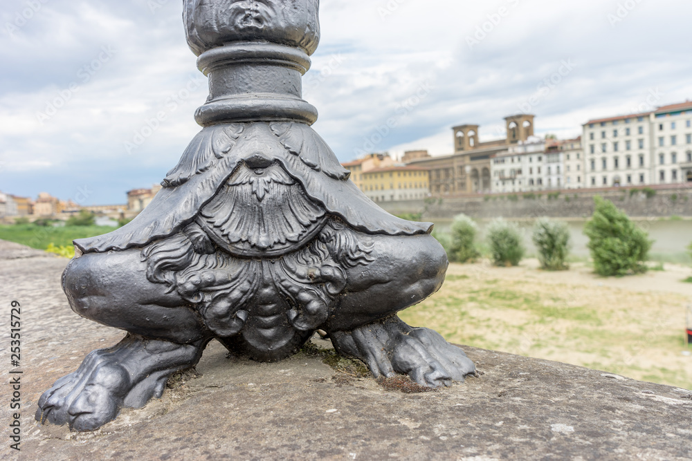 Italy,Florence, Ponte Vecchio lamp post base