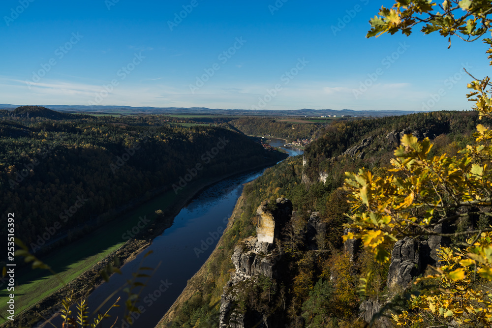 The Elbe valley in Saxon Switzerland (Saechsische Schweiz). Germany.