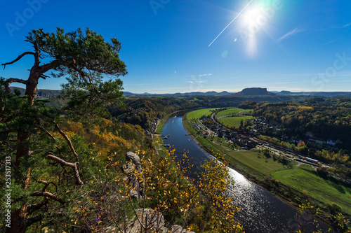 The Elbe valley in Saxon Switzerland (Saechsische Schweiz). Germany.