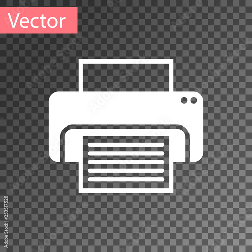 White Printer icon isolated on transparent background. Vector Illustration