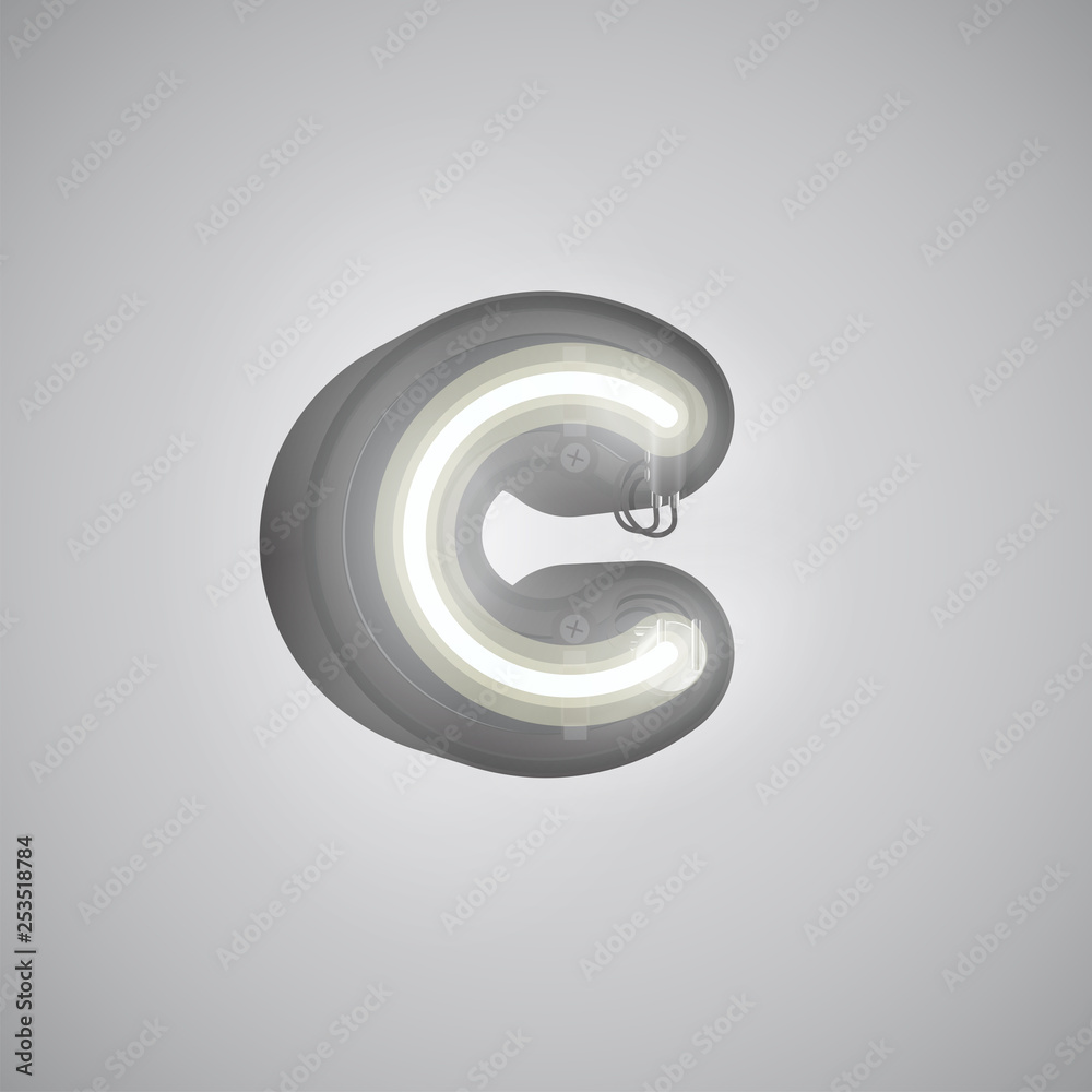 Realistic neon character from a set with console, vector illustration Realistic neon character from a set with console, vector illustration