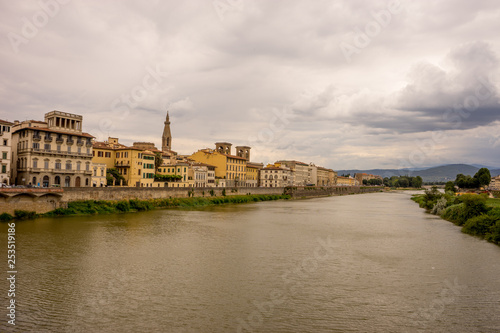 View of cityscape and townscape of Florence over Arno river  Italy