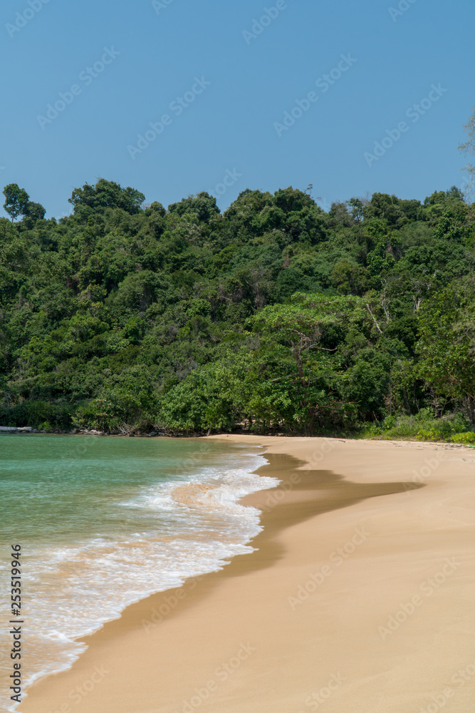 A scenic beach in the jungle of Koh Rong Sanloem in Cambodia