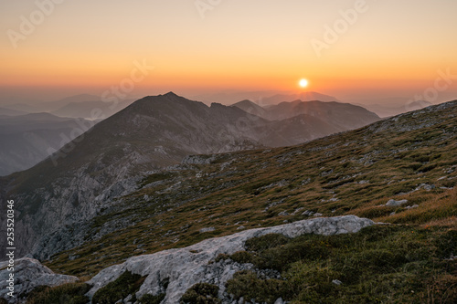 Morning sunrise next to the Schiestelhaus on top of the Hochschwab mountain in Austria © Michael
