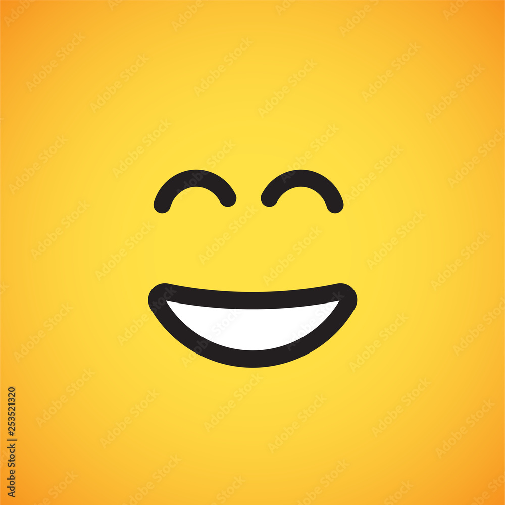 Realistic yellow emoticon in front of a yellow background, vector illustration Realistic yellow emoticon in front of a yellow background, vector illustration