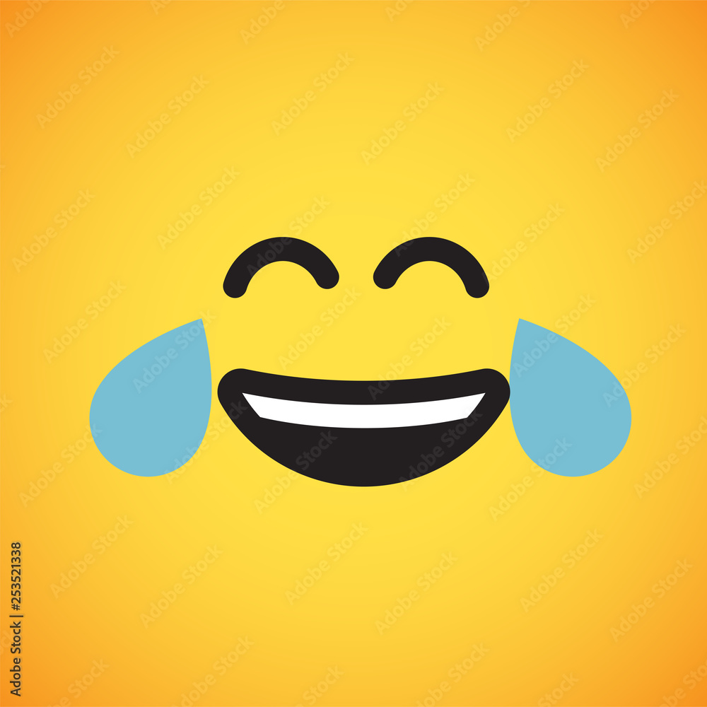 Realistic yellow emoticon in front of a yellow background, vector illustration Realistic yellow emoticon in front of a yellow background, vector illustration