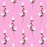 Spring, easter, catkin, vector, seamless pattern. 