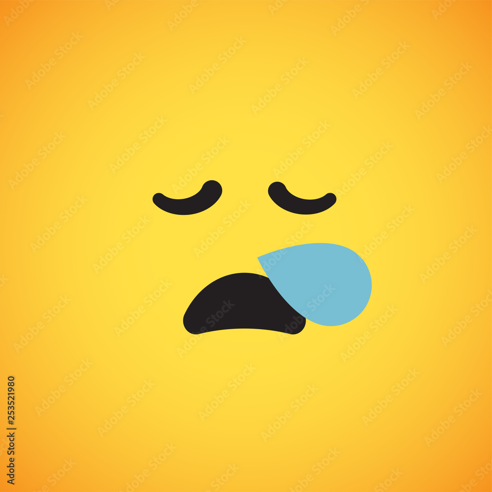 Realistic yellow emoticon in front of a yellow background, vector illustration Realistic yellow emoticon in front of a yellow background, vector illustration