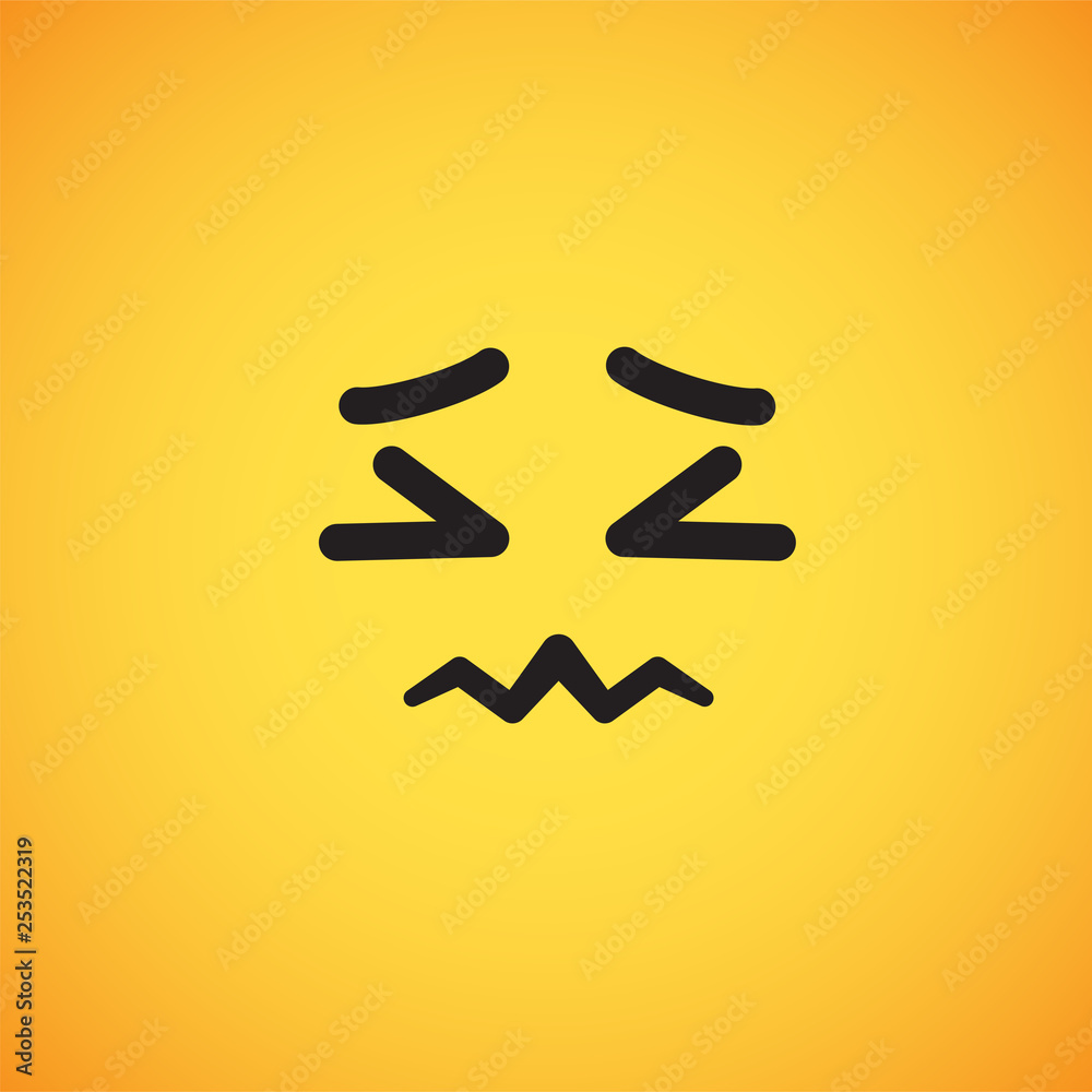 Fototapeta premium Realistic yellow emoticon in front of a yellow background, vector illustration