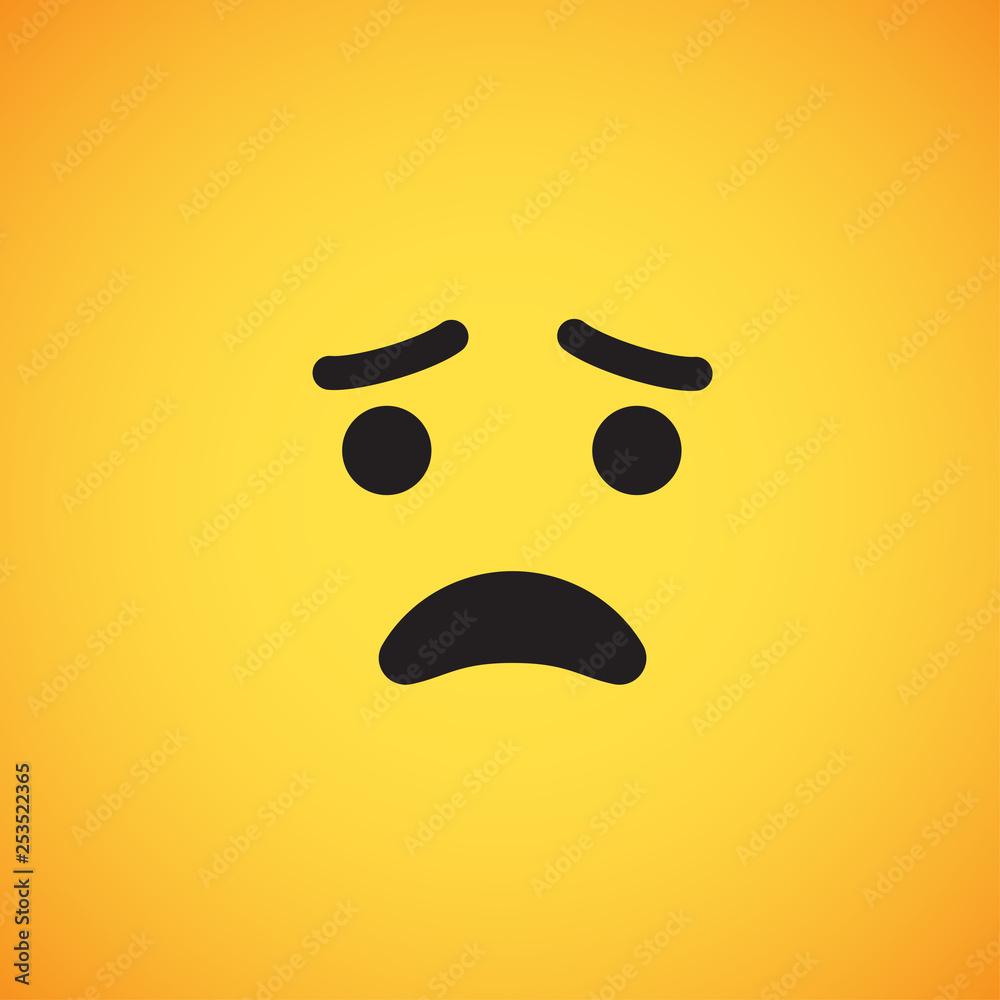 Realistic yellow emoticon in front of a yellow background, vector illustration Realistic yellow emoticon in front of a yellow background, vector illustration