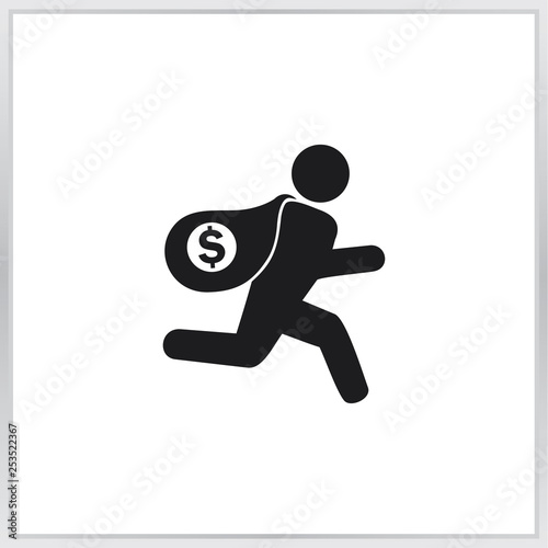 Bandit icon. thief stole the money. Robber icon
