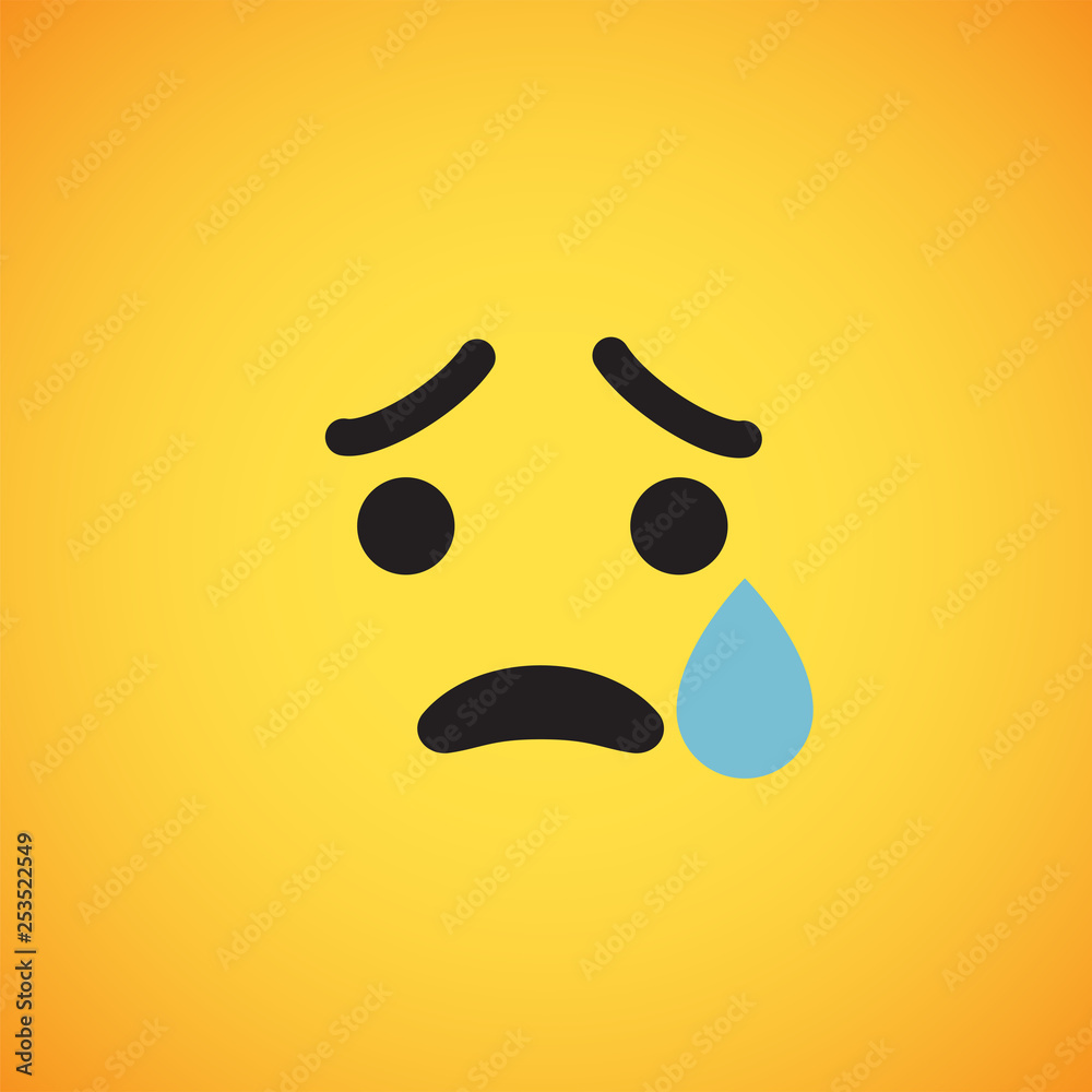 Realistic yellow emoticon in front of a yellow background, vector illustration Realistic yellow emoticon in front of a yellow background, vector illustration