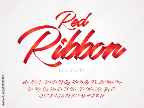 Red ribbon alphabet design