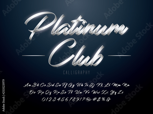 Elegant Silver Colored Metal Chrome alphabet design