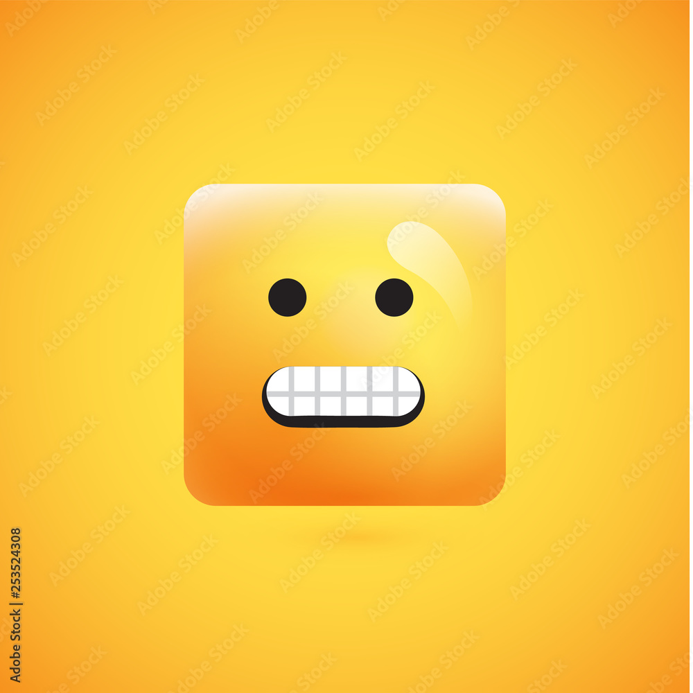High detailed square yellow emoticon on a yellow background, vector illustration High detailed square yellow emoticon on a yellow background, vector illustration