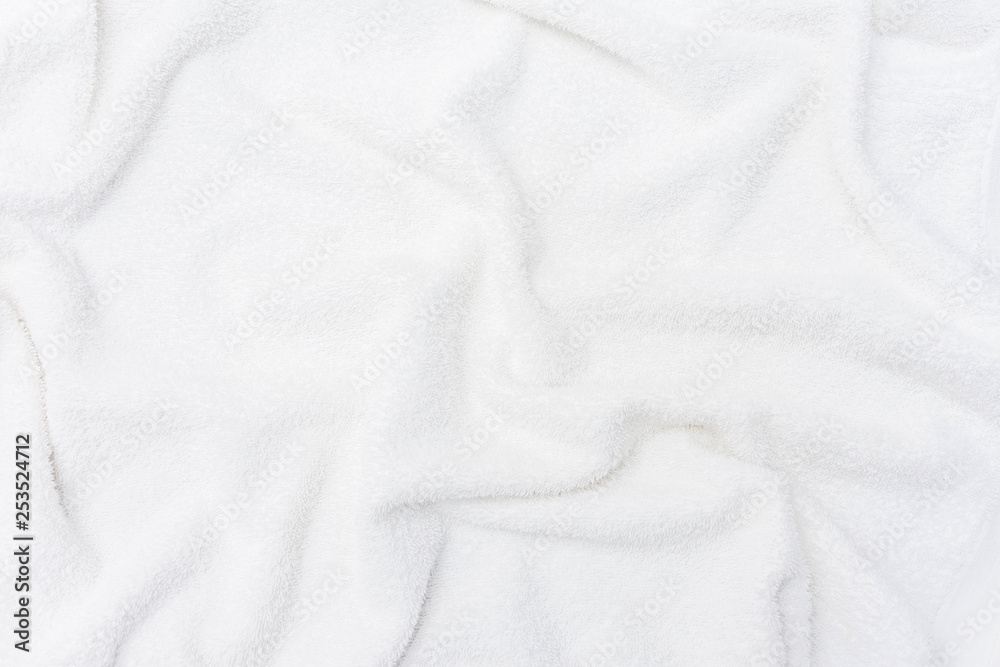 white crumpled blanket, texture,  top view