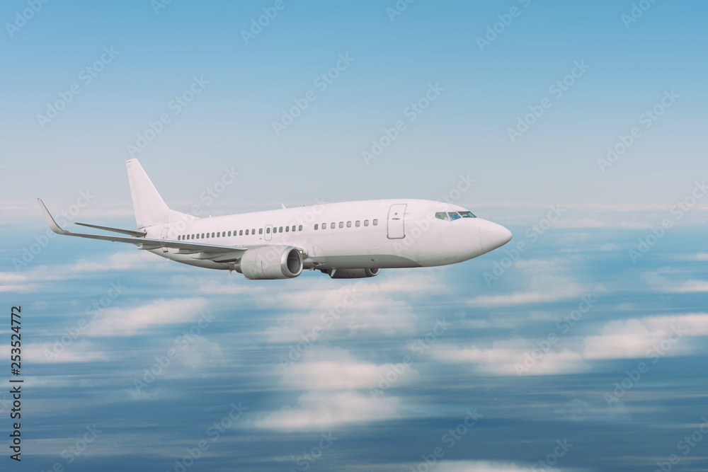 Flying and traveling, day voyage airplane, motion speed effect Flying and traveling, day voyage airplane, motion speed effect