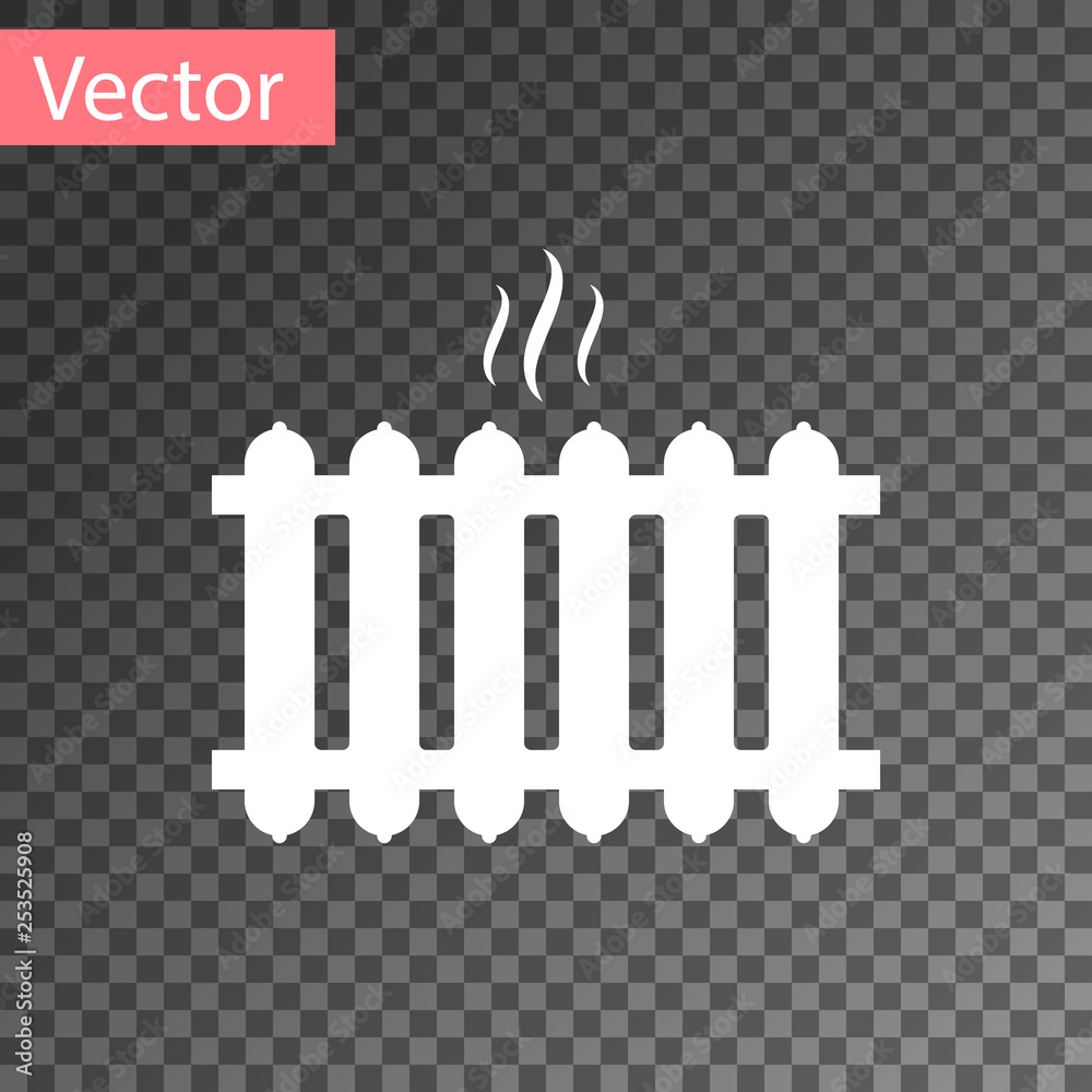 White Heating radiator icon isolated on transparent background. Vector Illustration - obrazy, fototapety, plakaty 