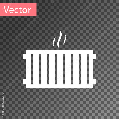 White Heating radiator icon isolated on transparent background. Vector Illustration