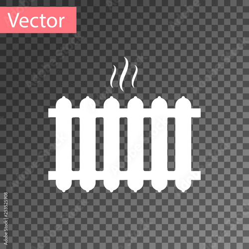 White Heating radiator icon isolated on transparent background. Vector Illustration
