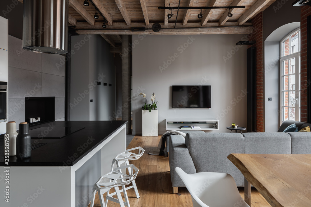 Industrial apartment with kitchen island Industrial apartment with kitchen island