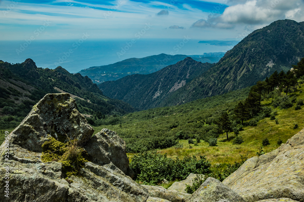 Seascape from the mountains in Liguria