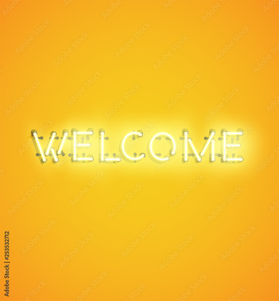 Neon realistic word for advertising, vector illustration Neon realistic word for advertising, vector illustration