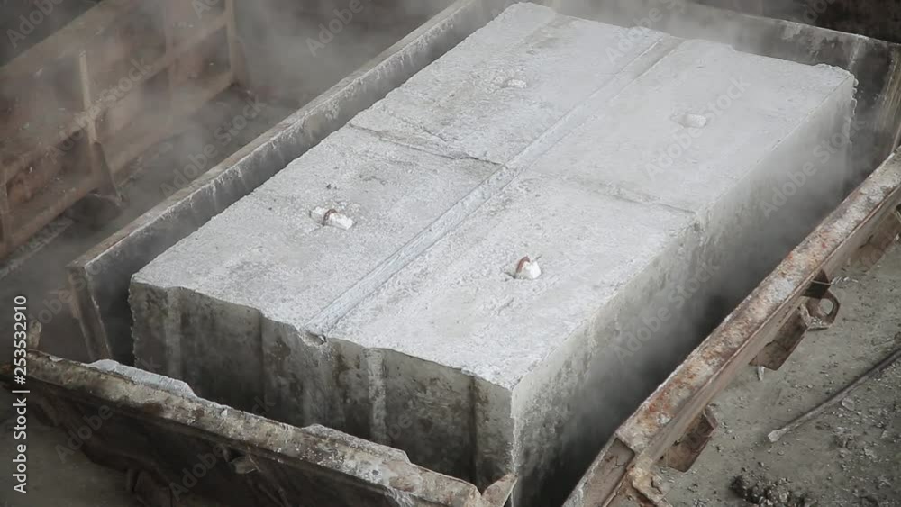 Casting of concrete products using molds. Casting of concrete products using molds.