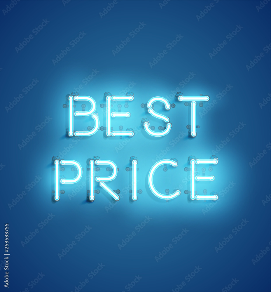 Neon realistic word for advertising, vector illustration Neon realistic word for advertising, vector illustration