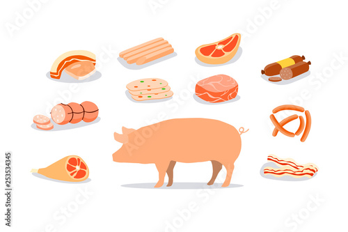 Pork products are widely consumed. Processed products of pork.
