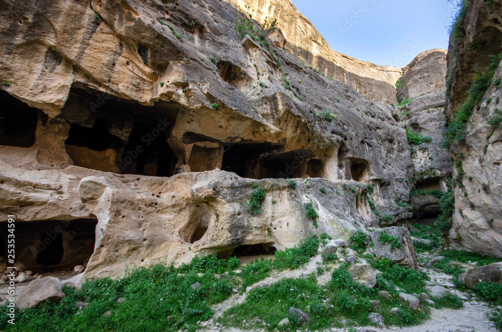 Caves in the high rocks , Hasankeyf, Mardin, Turkey