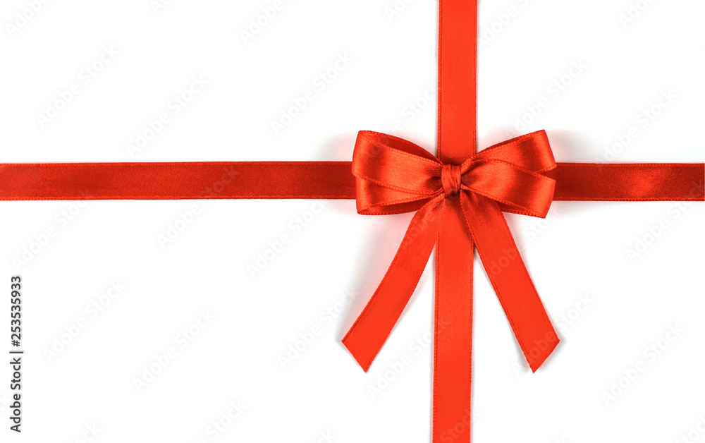 Shiny red silk ribbon on white background. Shiny red silk ribbon on white background.